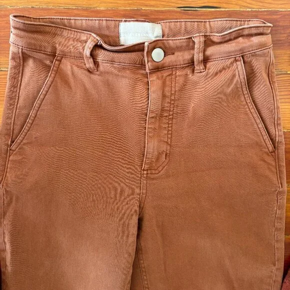 Everlane Straight Leg High Waisted Crop Pants Brown SIZE 4 - Picture 3 of 5